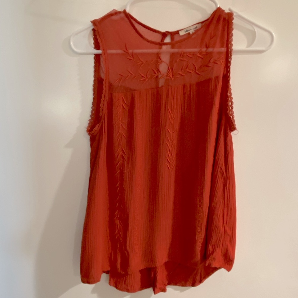 Terracotta fine detailed sleeveless top